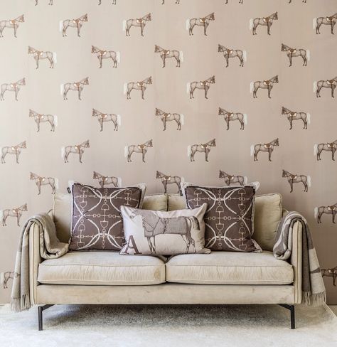 Adamsbro Equestrian on Instagram: “Equestrian Wallpapers#equestrianlifestyle #equestrianfinstagram #horsefinstagram #taupe #wallpaper #” Horses Bedroom Ideas, Equestrian Room, Hunt Room, Equestrian Wallpaper, Horse Nursery, Up Wallpaper, Easy Up, Equestrian Chic, Horse Wallpaper