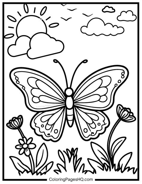 Pretty butterfly coloring page Butterfly Coloring Pages Free Printable, Butterfly Pictures To Color, Butterfly Coloring Pages, Jesus Coloring Pages, Garden Coloring Pages, Homeschool Lessons, Butterfly Coloring, Hidden Colors, Pretty Butterfly