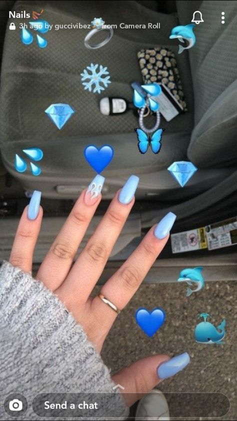 French Pedicure, Bright Summer Nails, Blue Acrylic Nails, Smink Inspiration, Cute Acrylic Nail Designs, Blue Nail, Instagram Nails, Acrylic Nails Coffin Short, Summer Acrylic Nails