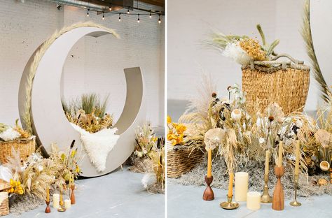 Harvest Moon Wedding Inspiration Harvest Moon Decorations, Harvest Moon Wedding, Moon Decorations, Moon Backdrop, Wedding Background Decoration, Moon Party, Seasons Autumn, Moon Wedding, Moon Dance