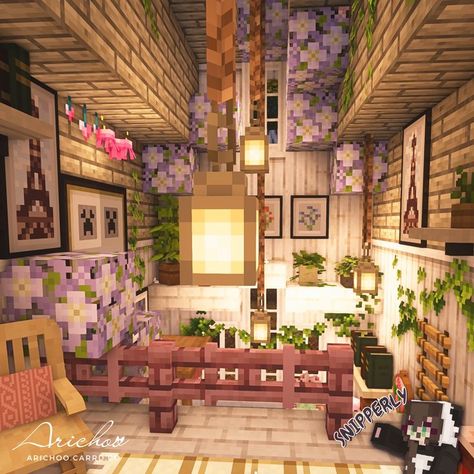 Minecraft Cottage House, Minecraft Pack, Cottage Core Interior, Loft Houses, Bedroom Minecraft, Interior Minecraft, Cottage Minecraft, Minecraft Interior, Minecraft Interior Design