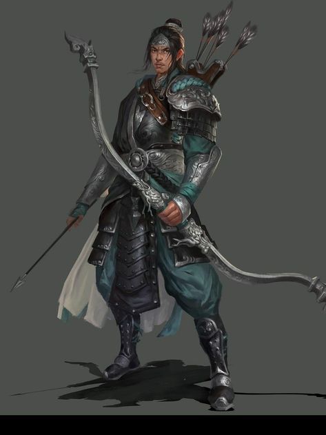 Bratesc. An archer with no lack of resolve. Volunteers with Arrow. Archer Characters, Chinese Warrior, Dynasty Warriors, Fantasy Male, Fantasy Armor, Fantasy Warrior, Fantasy Rpg, Fantasy Inspiration, Medieval Fantasy