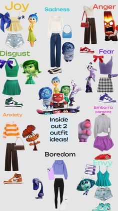 Check out maya_pinterest8's Shuffles Inside out 2 inspired outfits!! #fyp #viral #fypp #insideout2 #outfits Inside Our 2 Outfits, Inside Out Characters Halloween, Disney Inside Out Costumes, Inside Out Costumes Group Diy, Inside Out Costume Ideas Diy, Inside Out Two Costumes, Joy Inside Out Costume Diy Adult, Inside Out Emotions Halloween Costumes, Diy Joy Costume Inside Out