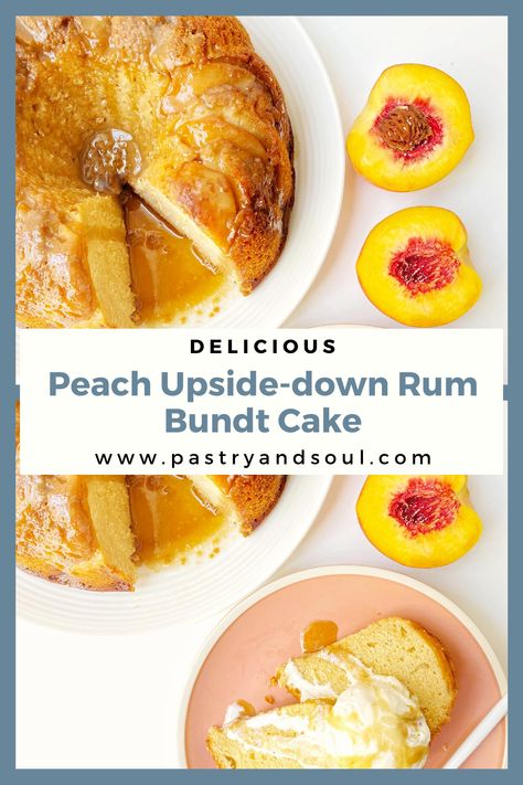 Peach Rum Cake, Rum Cake Recipe From Scratch, Rum Bundt Cake, Peach Rum, Rum Butter, Peach Upside Down Cake, Rum Cake Recipe, Peach Dessert, Cookie Recipes Chewy