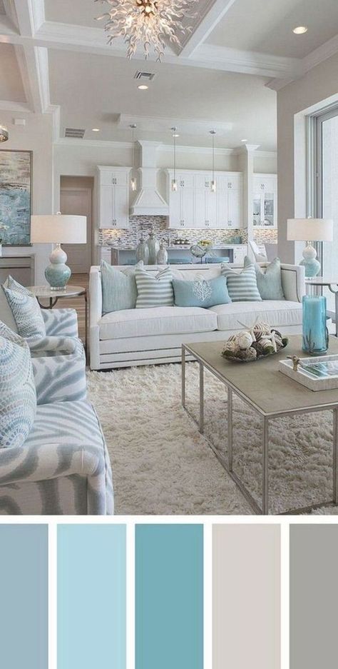 Relying on your home's distinct individuality, your room can be calming or statement-making. It can ha… | Beach living room, Coastal living rooms, Living room color Beach Living Room, Decor Ikea, Living Room Color Schemes, Coastal Living Rooms, Beach House Interior, Room Color Schemes, Coastal Living Room, Living Room Colors, Home Design Decor