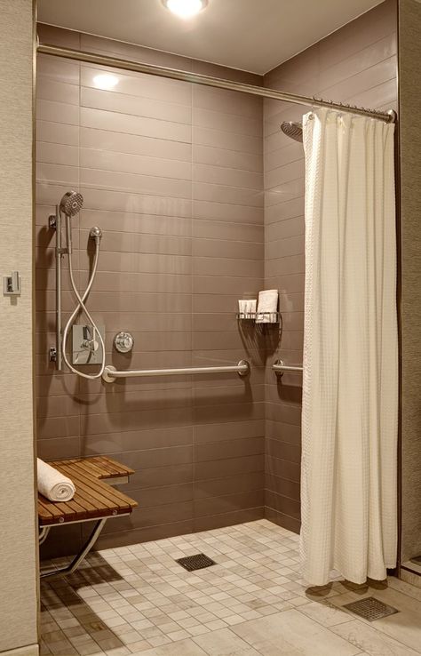 Bathroom Ideas For Older People, Ada Shower Design Walk In, Accessibility Bathroom, Handicapped Bathroom Ideas, Design Small Bathroom, Texas Chic, Tub To Shower Remodel, Accessible Bathroom Design, Ada Bathroom