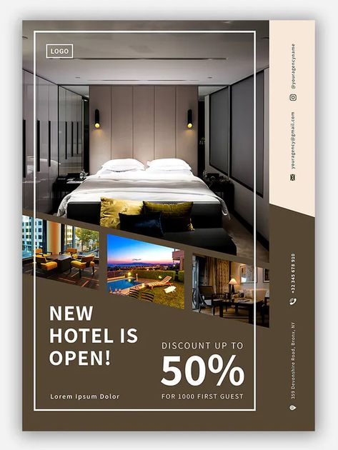 Hotel Flyer Template AI, EPS, PSD Hotel Marketing Design, Hotel Advertisement, Poster Design Kids, A4 Paper Size, Hotel Sales, Hotel Ads, Promo Flyer, Hotel Marketing, Hotel Inspiration