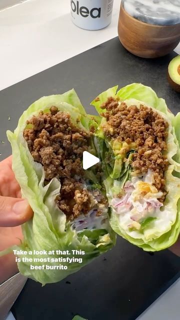 Arash Hashemi on Instagram: "@Shredhappens BEEF BURRITO LETTUCE WRAP . If you haven’t tried them already, these lettuce wraps never disappoint - feel free to swap out the protein to what works for you, and as far as toppings and fillings go, get as creative as you want, or use the regular classics! . Here is how I made it: . 1.Grab 1lb grassfed beef or your protein of choice. Add 1 packet of a good taco seasoning (be sure to use one that doesnt have preservatives or tons of sugar). Give it a really good mix, then add to a pan with 1tbsp avocado oil and cook it up. You’ll want to use a spatula to break apart the taco meat continuously so its small and not clumpy. . 2.While thats going, wash and slice your veggies. . 3.When the minced meat is done, remove from the heat and add 3-4oz to a few Nacho Taco, Beef Burrito, Clean Keto, Healthier Meals, Lettuce Wrap, Recipes Beef, Food Mexican, Taco Meat, Minced Meat