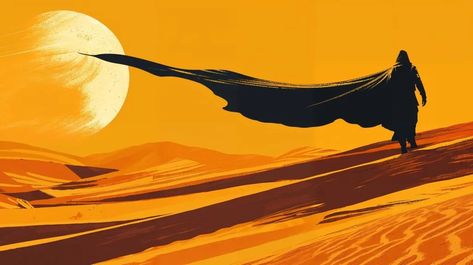 Dune Wallpaper Desktop, Fremen Dune, Dune Drawing, Hooded Angel, Dune Tattoo, Dune Painting, Dune Fanart, Dune Wallpaper, Dune Film