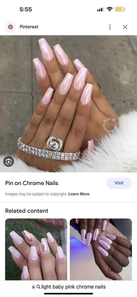 Light Pink Chrome Nails Square, Baby Pink Chrome Nails, Light Pink Chrome Nails, Nail Shine, Pale Pink Nails, Nails Rose, Pink Coffin, Pink Chrome Nails, Baby Pink Nails