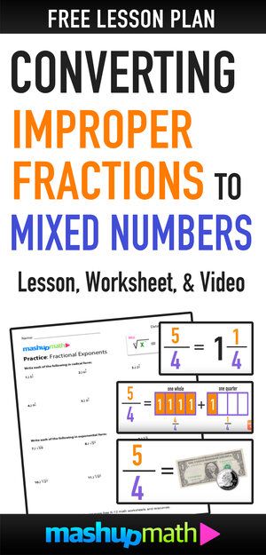 Converting Improper Fractions To Mixed, Improper Fractions To Mixed Numbers, Fractions Mixed Numbers, Number Anchor Charts, Fraction Chart, Fractions Anchor Chart, Proper Fractions, Fraction Lessons, Fraction Practice