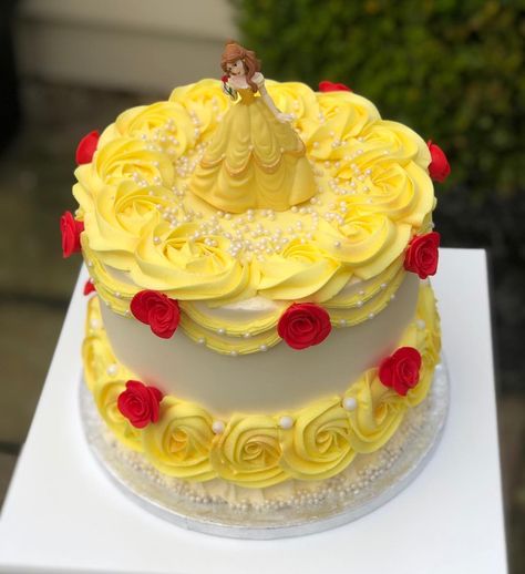 Belle Barbie Cake, Beauty And The Beast Birthday Party Cake, Beauty And The Beast Cake Ideas, Belle Cakes Birthday, Beauty And The Beast Cakes, Belle Birthday Party Cake, Belle Cake Ideas, Belle Themed Birthday Party, Bell Birthday Cake