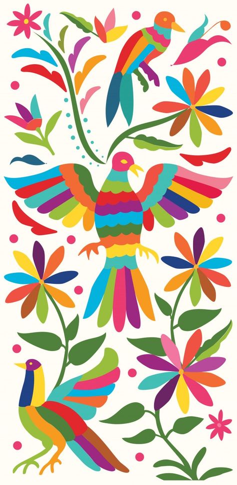 Estandarte vertical mexicano colorido, e... | Premium Vector #Freepik #vector #patron #flores #hojas #pajaros Mexican Textiles Pattern, Otomi Art, Mexican Embroidery Designs, Mexican Art Painting, Otomi Embroidery, Mexican Pattern, Mexican Textiles, Mexican Flowers, Mexican Embroidery