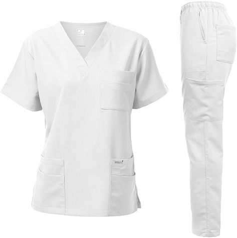 White Scrub Suit, White Scrubs Outfit, Scrub Suits Design For Women, Nurse Uniform Modern White, Nurses Uniform Modern, Scrub Suit Design, Nurse Clothes, Nurse Outfit Scrubs, Nurse Outfit