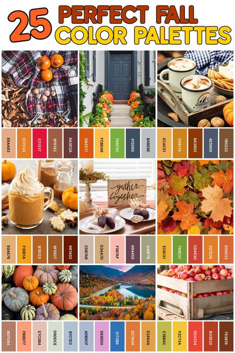 Fall Mood Board Color Palettes, Fall Beach Color Palette, Fall Garden Color Palette, Fall Tones Colour Palettes, Instagram Aesthetic Color Scheme, September Color Palette 2024, Fall Purple Color Palette, Light Fall Color Palette, Colors For Fall 2024