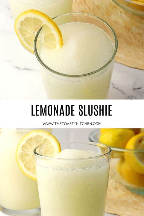 There's nothing more refreshing than a batch of lemonade slushies! These icy treats are perfect for the beach, sitting on the porch on a hot summer day, or for your next summer party. Lemonade Ideas, Lemonade Slushie Recipe, Lemonade Slushie, Summer Vegetable Recipes, Lemonade Slush, Sitting On The Porch, Summer Fruit Recipes, Lemonade Slushies, Frozen Limeade