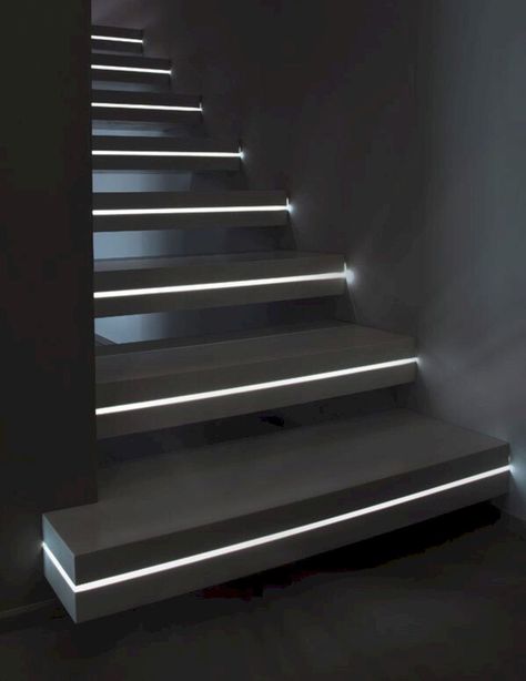 Stairway Lighting Ideas, Basement Stair Lighting, Stairway Lighting, Marble Stairs, Stairway Design, Stairs Design Modern, Staircase Lighting, Home Stairs Design, Stair Lighting