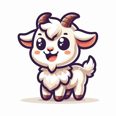 Sabiqul Fahmi | Freepik Goat Cartoon Drawing, Cute Goat Drawing, Goat Stand, Happy Pose, Cute Goat, Cute Goats, Animal Doodles, Vector Icons Illustration, Iconic Photos