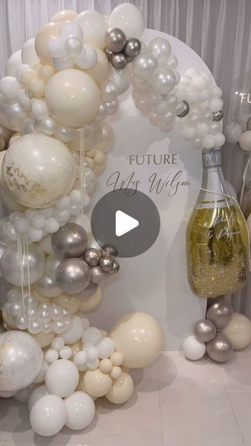 BUBBLE BOUTIQUE on Instagram: "PEARLS AND PROSECCO GARLAND WITH PERSONALISED BACKDROP 🤍💍✨

Love this theme! 
Congratulations to beautiful Larissa 🤍👰🏻‍♀️ @larissacatherall 

#bridalshower #engagement #wedding #pearls #prosecco #balloondecor #balloondesign #partydecor #sutherlandshireballoons #shireballoons #bubbleboutique #bubbleboutiquebb" Bridal Shower Pearls And Prosecco Theme, Pearls And Processo Theme, Pearls And Prosecco Theme Bridal, Prosecco And Pearls Bridal Shower Theme, Pearls Bridal Shower Theme, Pearls And Prosecco Theme, Pearls Wedding Theme, Bridal Shower White, Pearl Bridal Shower