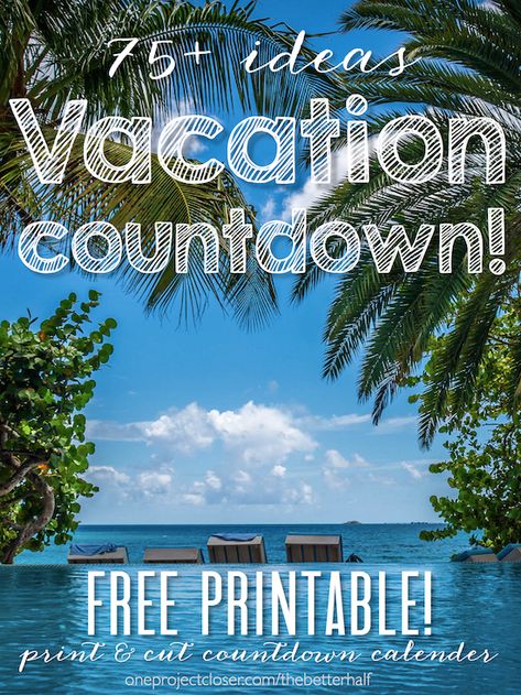 Printable Vacation Countdown with 75  Ideas! #disney Beach Countdown, Vacation Countdown Ideas, Vacation Countdown Quotes, Countdown To Vacation, Disney Cruise Countdown Printable, Disney Trip Countdown, Vacation Countdown For Kids, Vacation Countdown Calendar, How To Surprise Kids With Disney Trip