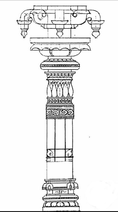 Tanjore Painting Pillar Design, Temple Sketches Indian Easy, Prabhavali Design Sketch, Mandir Pillar Design, Gopuram Drawing, Indian Temple Drawing, Temple Pillar Designs, Indian Architecture Sketches, Temple Art Drawing