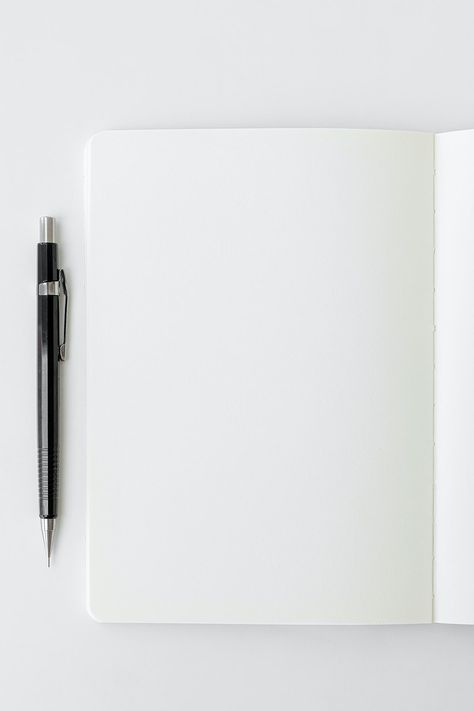 Blank plain white notebook page with a pencil | free image by rawpixel.com / KUTTHALEEYO Blank Notebook Page, Plain Book Page Aesthetic, Write On Pictures, Image Zen, Writing Page, Empty Book, White Notebook, White Page, Writing Images