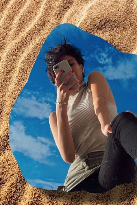 the most unusual place to take a mirror selfie, you've seen hotel bedrooms, you've seen public bathrooms, but have you ever seen one in the desert? Desert Selfie, Hotel Bedrooms, A Mirror Selfie, Desert Scenes, Chanel Sublimage, Desert Resort, Sands Hotel, 100 Things To Do, Public Bathrooms