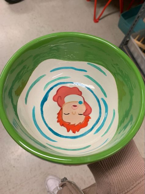 Pottery Painting Ponyo, Studio Ghibli Oil Painting, Ponyo Ceramic Bowl, Ponyo Bowl Pottery, Pottery Bowl Aesthetic, Studio Ghibli Clay Tray, Studio Ghibli Ceramic Art, Pottery Painting Ideas Studio Ghibli, Ponyo Ceramics