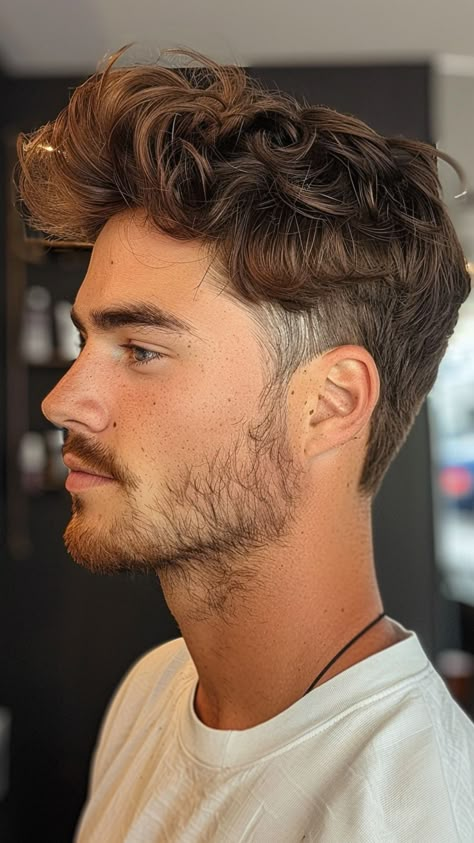 Faded Haircut, Patchy Beard, Mens Hairstyles Fade, Beard Haircut, Gents Hair Style, Men Hairstyle, Wavy Hair Men, Men's Short Hair, Tutorial Ideas