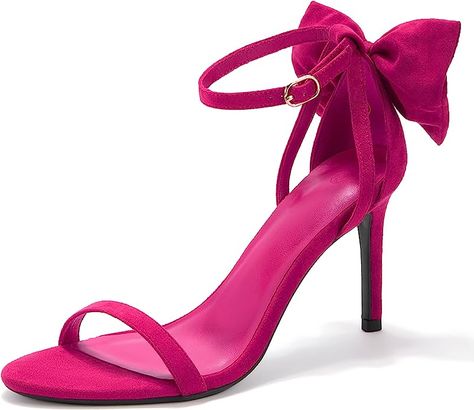 Coutgo Womens Ankle Strap High Heels Open Toe Stiletto Bow Tie Knot Heeled Sandals Fashion Wedding Dress Pump Shoes Red Bow Heels, Bow Tie Knot, Simple Black Heels, Fashion Wedding Dress, Dinner Dresses, Strap High Heels, Designer High Heels, Ankle Strap High Heels, Cute Heels