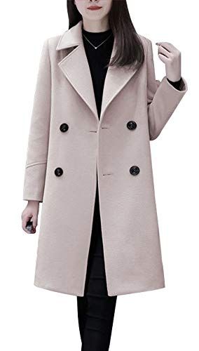 chouyatou Women's Basic Essential Double Breasted Mid-Long Wool Blend Pea Coat (Small Off White) Ladies Long Coat, Long Coat For Women, Leather Leggings Outfit, Winter Trench Coat, Coat For Women, Plus Size Fashion For Women, Wool Blend Coat, Thanksgiving Outfit, Women Essentials