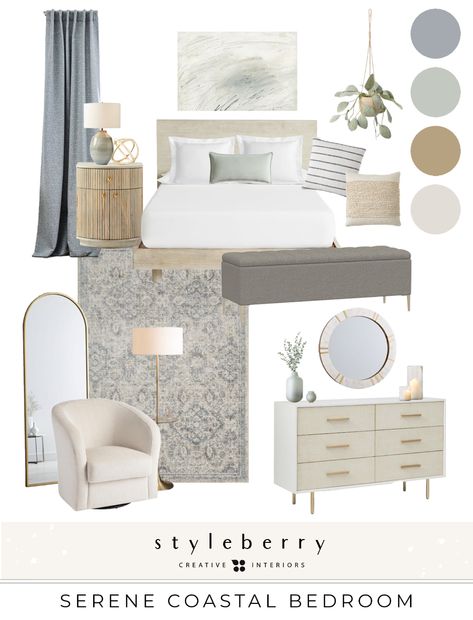 Styled Spaces - Styleberry Creative Interiors Coastal Modern Bedroom, Costal Bedroom, Furniture Dimensions, Coastal Bedroom, Design Board, Master Bedrooms Decor, Remodel Bedroom, Bedroom Styles, My New Room