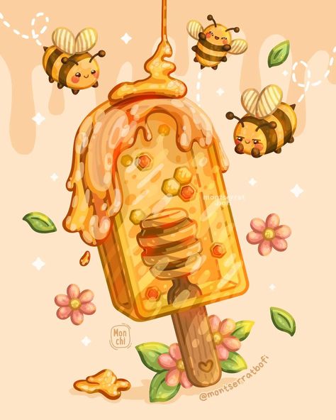 🌸 Monchi - Montserrat Bofi 🌸 on Instagram: “Bee-Licious!! 🐝🍦💛 Happy earth day!! 🌍💖 [Español abajito 👇] 🌸 𝗦𝗔𝗩𝗘, 𝗦𝗛𝗔𝗥𝗘𝗦 & 𝗜𝗡𝗧𝗘𝗥𝗔𝗖𝗧𝗜𝗢𝗡𝗦 𝗔𝗥𝗘 𝗦𝗨𝗣𝗘𝗥 𝗔𝗣𝗣𝗥𝗘𝗖𝗜𝗔𝗧𝗘𝗗 🌸 Would you like to try…” Honey Bee Artwork, Honey Bee Doodle, Bee Pfp, Dnd Food, Kawaii Bee, Honey Illustration, Bee Wallpaper, Honeybee Art, Honey Art