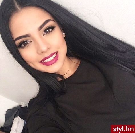 Imgur: The most awesome images on the Internet Peruvian Hair Weave, 얼굴 그리기, Black Hairstyles, Peruvian Hair, Long Black Hair, Long Straight Hair, Straight Human Hair, Red Lipstick, Hair Weave