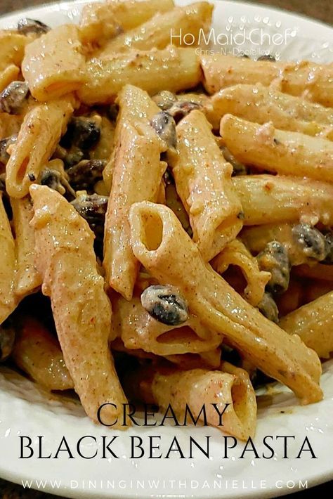 Creamy Black Bean Pasta is a Vegetarian Meal with Black Beans, Yogurt, Garlic, Ground Cumin and Chili Powder! Delicious! Inspired by our Leftover Black Bean Chili Leftovers! Serve Hot or Cold! #dininginwithdanielle #chrisdoeswhat #homaidchef #pasta #blackbeanpasta #pastasalad #creamypasta #texmex #vegetarianpasta @ChrisDanielleRedding @chrisdoeswhat Chili Leftovers, Bean Pasta Recipes, Black Bean Pasta, Carrot Banana Cake, Delicious Sides, Black Bean Recipes, Bean Pasta, Vegetarian Menu, Cold Pasta Salad