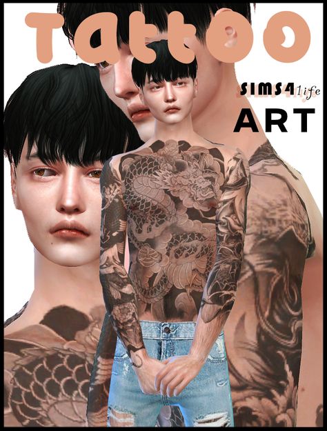 Sims 4 Yakuza Tattoo, Sim4 Tattoo, Sims Cc Japanese, Male Tattoos Sims 4 Cc, The Sims 4 Tattoos Cc, Ts4 Cc Tattoos, Tattoo Cc Sims 4, Sims 4 Tattoos Male, Tattoos Sims 4 Cc