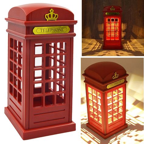 London Telephone Booth, Booth Lighting, Led Bedside Table, Usb Lamp, Telephone Box, Usb Design, Led Night Lamp, Telephone Booth, Student Dormitory