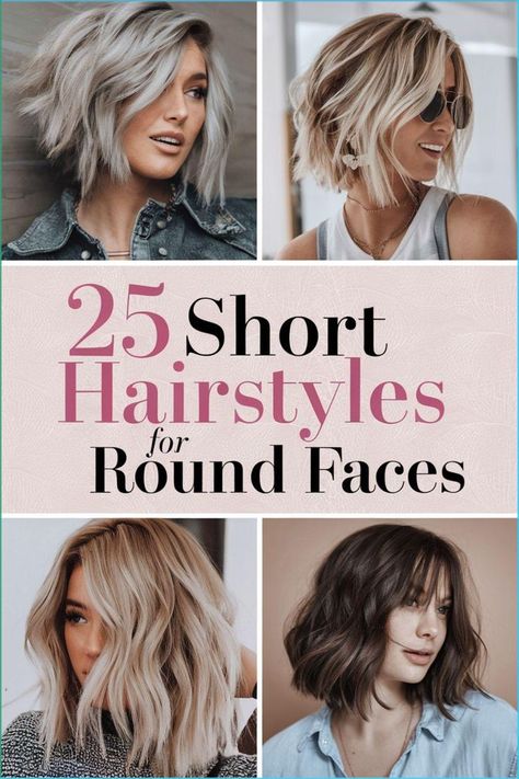 Hair For Short Haircuts Women, Cool Woman Hairstyles, Haircut For Round Face Side Part, Thick Hair Bobs Round Face, Hairstyle Round Face Girl, Most Flattering Haircut For Round Face, Medium Hair Style For Fine Hair And Round Face, Short Wavy Hairstyles For Round Faces, Round Face Women Haircut