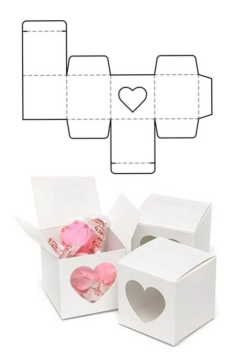 heart window paper box Heart Box Template, Diy Gift Box Template, Box Template Printable, Paper Box Diy, Paper Box Template, Idee Cricut, Packaging Template, Gift Box Birthday, Gift Box Template