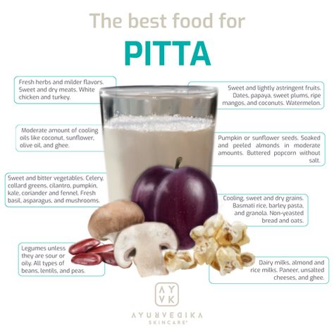 The correct diet to help correct an imbalance in Pitta focuses on refreshing the body, energizing the mind, calming emotions, and avoiding excess liquids in the body. Since Pitta is in charge of understanding and changing, an ideal diet will promote the brain’s health and encourage adequate energy levels throughout your body. Pitta Recipes Ayurveda, Dosha Recipes, Pitta Dosha Diet, Pitta Diet, Ayurveda Food, Ayurveda Pitta, Calming Food, Pitta Dosha, Ayurveda Recipes