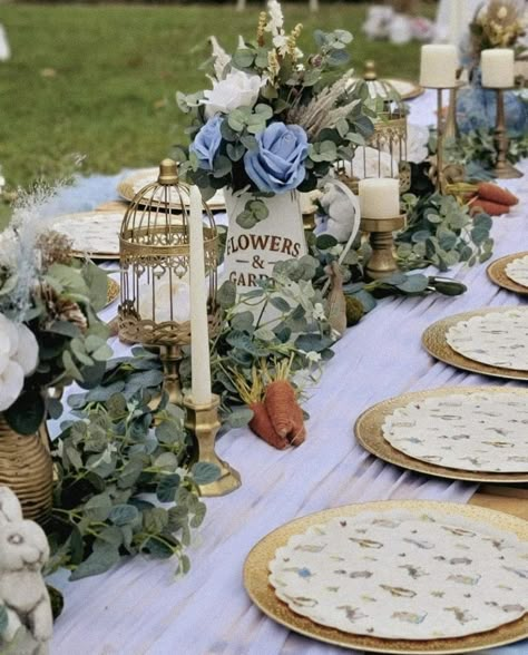 Peter Rabbit Centerpieces, Peter Rabbit Picnic, Peter Rabbit Diaper Cake, Peter Rabbit Tablescape, Peter Rabbit Shower Ideas, Peter Rabbit Tea Party, Peter Rabbit Centerpiece Ideas, Peter Cottontail Baby Shower Ideas, Peter Rabitt Baby Shower Ideas