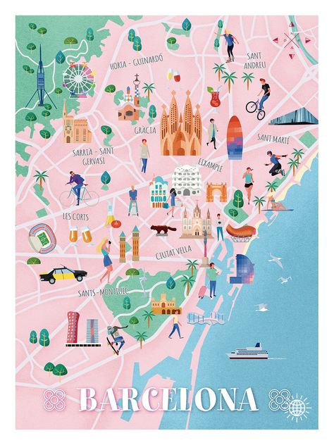 Mapa ilustrado para los que aman Barcelona. Ciudad mediterránea y cosmopolita con una identidad y cultura únicas. El diseño, su preciosa arquitectura, su historia, su clima, su diversidad de gentes y planes alternativos la hacen irresistible. Visítala o disfrútala con este mapa ilustrado.
#barcelona #mapadebarcelona #illustratedmap #mapaturistico #devisitaporbarcelona #mapapictorico #mapailustrado #map #picturemap Barcelona Map Illustration, Illustrative Map, Mica Art, Barcelona Illustration, Barcelona Map, Madrid Spain Travel, Photo Book Cover, Cartoon Map, Illustrated Maps