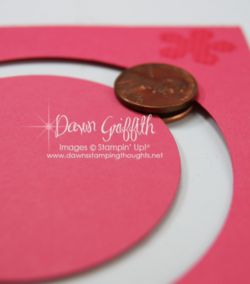 Pennies used to make spinner card :) Penny Slider Card Ideas, Stampin Up Spinner Card Tutorial, Spinner Cards Tutorial How To Make, Penny Slider Cards, Interactive Cards Tutorial, Spinning Card, Spinner Cards, Dawn Griffith, Dawns Stamping Thoughts