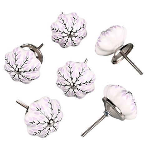 sourcingmap 6 Pieces Vintage Shabby Knobs White Floral Hand Painted Ceramic Pumpkin Cupboard Wardrobe Cabinet Drawer ... Door Handles And Locks, Ceramic Door Knobs, Ceramic Pumpkin, Wardrobe Cabinet, Cupboard Wardrobe, Cupboard Handles, Wardrobe Cabinets, Chrome Hardware, Ceramic Knobs