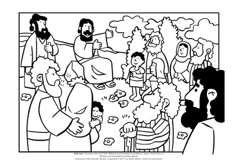 Coloring page the sermon on the mount Sermons For Kids, Downstairs Hallway, Club Games, Creation Coloring Pages, Cross Coloring Page, Sermon On The Mount, Sunday School Coloring Pages, Jesus Book, Preschool Coloring Pages