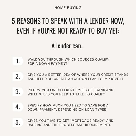 Thinking about purchasing a home? This is your next step! 🏡 Even if you're not quite ready to buy, it's a great time to meet with a lender. A lender can take a good look at your financial picture with you and help you get "mortgage-ready" by helping you understand the process and requirements. From ways to improve your credit score, to how much you need to save up for a down payment, a lender can help guide you on the next steps to take in order to qualify for a loan. Homeownership might be c Realtor Showing Outfit, Real Estate Posts For Facebook, Lender Marketing Ideas, This Or That Real Estate, Mortgage Lender Marketing Ideas, Mortgage Broker Marketing Ideas, Mortgage Social Media Ideas, Asking For Referrals Real Estates, Loan Officer Marketing Ideas