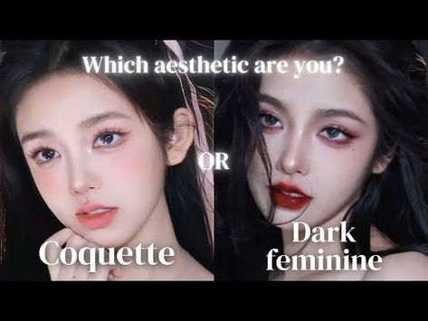 (39) SWEET OR SPICY? Pink Coquette VS Dark Feminine Makeup Looks by Doki蟹蟹 - YouTube Dark Coquette Makeup, Spicy Makeup, Dark Feminine Makeup Looks, Feminine Makeup Looks, Dark Feminine Makeup, Feminine Makeup, Coquette Makeup, Dark Coquette, Pink Coquette