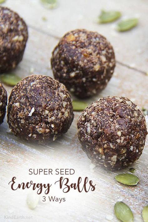 Super Seed Energy Balls with hemp, pumpkin, flax and sunflower seeds - Kind Earth Seed Energy Balls, Sunflower Seed Recipes, Lost Judgment, Vegan Energy Balls, Energy Balls Healthy, Oil Free Vegan Recipes, Energy Ball Recipe, Protein Balls, Energy Snacks