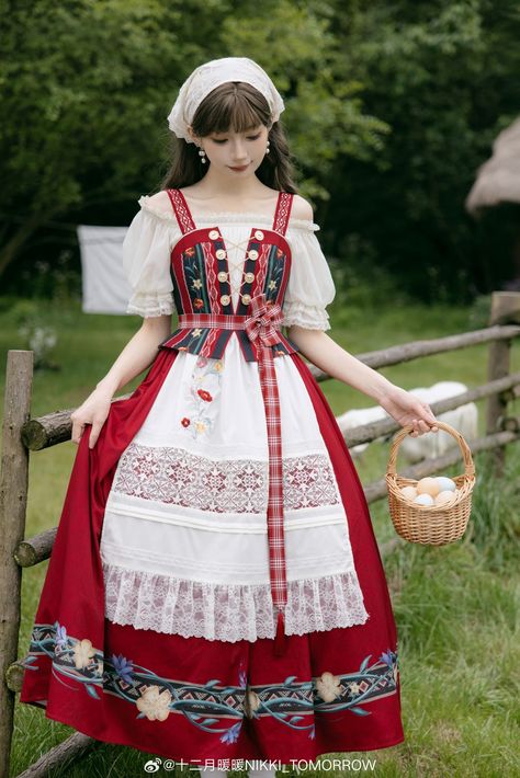 Village Girls Outfit, Village Girls, Village Girl, Fashion Vocabulary, Little Red Riding Hood, Red Riding Hood, Gothic Lolita, Girly Outfits, Girl Clothes