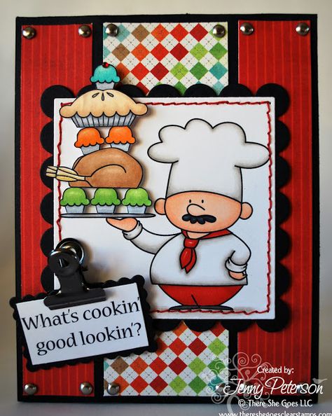 My Little Stampin' Spot: TSG Release- Bon Appetit! Diy Menu Cards, Chef Card, File Decoration Ideas, Menu Card Design, Book Art Projects, Recipe Scrapbook, There She Goes, Paper Flowers Craft, Cute Card